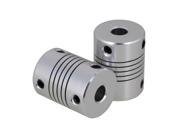 2 Pieces 6mm to 6mm Silver Aluminium Alloy CNC Stepper Motor Shaft Coupling