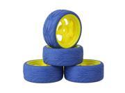 BQLZR 4PCS Yellow 5 Spoke Wheel Rim Blue Fish Pattern Tyre for RC1 10 On Road Car