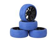 BQLZR 4PCS Black 10 Spoke Al Wheel Rim Blue Fish Pattern Tyre for RC1 10 On Road Car