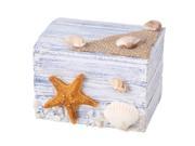 Multicolor Wooden Mediterranean Style Jewelry Storage Box Starfish Pattern