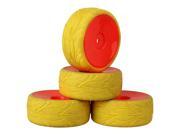 4xRC1 10 On Road Car Fish Scale Yellow Rubber Tyre Red Imitate Smooth Wheel Rim