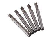 BQLZR 5Pieces Silver HSS 3 Flutes 6mm Cutting Dia Straight Shank End Mill Tool Parts