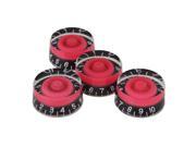 BQLZR 4 x Plastic Speed Control Knob for Guitar with White Numbers Red and Black