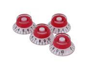 BQLZR 4pcs Red and White Top Hat Speed Control Knobs Black Numbers for Electric Guitar
