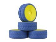 BQLZR 4pcs Yellow Smooth Plastic Wheel Rim Blue Arrow Rubber Tyre for RC 1 10 Car