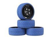BQLZR 4 pcs Blue Arrow Tyre Black Wheel Rim w Screws for RC1 10 On Road Car Set of 4