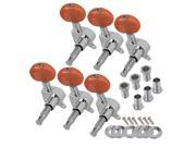 BQLZR 6pieces Guitar Full Closed Tuning Pegs Machine Heads 6L Silver Orange Buttons