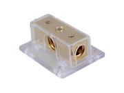 BQLZR Overgild Golden Zinc Alloy Distribution Block 1 In 2 Out for Car Audio Power