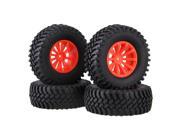 4xRC1 10 Rock Crawler 100mm OD Rubber Tyre Red Concave 10Spoke Plastic Wheel Rim