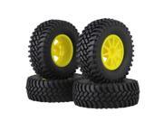4x RC1 10 Rock Crawler Simulation Rubber Tyre Yellow Plastic 10 Spoke Wheel Rim