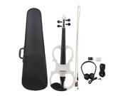 BQLZR White Wood Electric Violin 4 4 with Bow Pickup Rosin Headphones Style I
