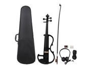 BQLZR Black Wood 4 4 Electric Violin with Bow Pickup Rosin Headphones Case