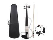BQLZR White Wood Electric Violin 4 4 with Bow Pickup Rosin Headphones Style E