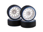 BQLZR 8PCS Black Dark Blue Tyre and White 12 Spoke Wheel Rim for RC1 10 On Road Car