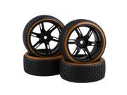 BQLZR 8pcs Plastic 6 Spokes Wheel Rim Black Orange Tyre for RC1 10 On Road Car