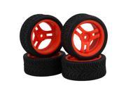 BQLZR 4 x Orange 3 Spokes Wheel Rims Leaves Rubber Tire for RC1 10 On Road Car