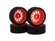 BQLZR 4 x Orange 12 Spokes Wheel Rims Leaves Rubber Tire for RC1 10 On Road Car