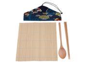 BQLZR Sushi Tool Bamboo 24cm Rolling Mat Wood Spoon Chopsticks Bag Set