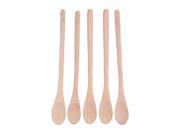 BQLZR 5 Pieces Environmental Wooden Long Handle Kitchen Salt Sugar Wood Spoon