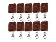 BQLZR 10pcs Brown 433MHz 1CH Wireless Learning Plastic Remote Controllor 1 Red Key