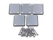 BQLZR Chrome 64x51x2mm Neck Metal Plastic Square Plate for Electric Guitar Set of 5