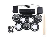 BQLZR DC5V 1000MA 3W Portable Roll Up Flexible Electronic Drum Cable Black