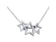 Chaomingzhen Rhodium Plated 925 Sterling Silver 3 Hollow Stars Pendants Necklaces for Women Chain Length 18