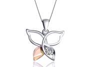Chaomingzhen Rhodium Plated Sterling Silver Cubic Zirconia Butterfly Design Pendant Necklace for Women with Chain 18