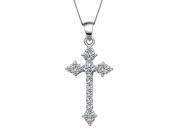 Chaomingzhen Rhodium Plated Sterling Silver Clear Cubic Zirconia Cross Pendant Necklace for Women Chain 18