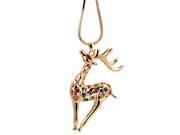 Chaomingzhen Multicolor Crystal Fawn Deer Pendant Long Necklace for Women Accessories Sweater Chain 32