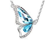 Chaomingzhen Crystal Blue Flying Butterfly Pendant Necklace for Women with Chain 18