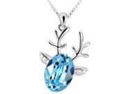 Chaomingzhen Blue Crystal Charms Lucky Deer Reindeer Antlers Pendant Necklace for Women with Chain 18inch