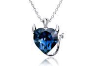 Chaomingzhen Blue Heart Devil Pendant Necklace with Crystal for Women Chain 18
