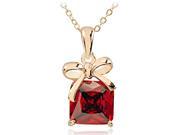Chaomingzhen Red crystal Tie Square Pendant Necklace for Women with Chain 18