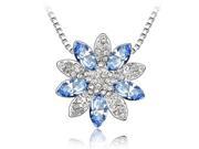 Chaomingzhen Crystal Light blue Lotus Flower Pendant Necklace for Women with Chain 18