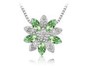 Chaomingzhen Crystal green Lotus Flower Pendant Necklace for Women with Chain 18