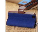 Euroge Tech® Wallet Flip Magnet Jean Stand Leather Case Cover with Card Holder for Apple iPhone 5 deep blue