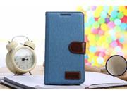 Euroge Tech® Wallet Flip Magnet Jean Stand Leather Case Cover with Card Holder for or HTC ONE MAX T6 sky blue