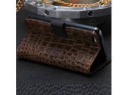 Euroge Tech® Flip Crocodile Leather Wallet Case Cover for Apple iPhone 5C Brown
