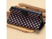 Euroge Tech® Polka Dot PU Leather Wallet Case for iPhone 5C Black with Pink Dot