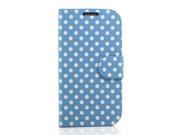 Euroge Tech Polka Dot Leather Standing Case For Samsung Galaxy S3 S III i9300 Blue