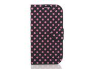 Euroge Tech Polka Dot Leather Standing Case For Samsung Galaxy S3 S III i9300 Black Pink
