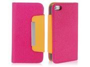 Euroge Tech Leather Flip Case with a Handy Strap and Credit Card Slot for iPhone 5 Rose