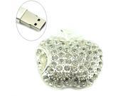 64GB Lovely Fashion Crystal Apple Jewelry Pendant USB Flash Drive Silver