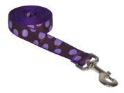 Sassy Dog Wear Adjustable Orchid Chocolate Dot Dog Leash Made in USA.