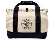 Klein Tools 5003 20 20 Inch Canvas Tool Bag with Multiple Pockets and Leather BottomWhite Black