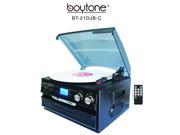 7 in 1 Boytone BT 21DJB C 3 Speed Turntable 33 45 78 Rpm Belt Drive CD Cassette Player AM FM USB SD Slot Black Color With Remote Control