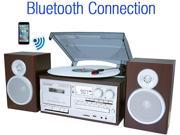 Boytone BT 28SPS Bluetooth Classic Turntable Stereo System CD Cassette SD Silver