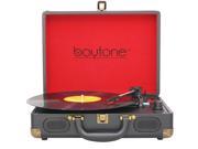 Boytone BT 101TB Bluetooth Turntable Briefcase Record player AC DC Rechargeable Battery Speakers LCD Display FM Radio USB SD Slot AUX MP3 Encoding FM