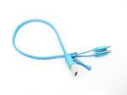 Zipper 2 in 1 USB Cable [Micro Apple Lightning ] Adapter Cable Electronics Connetors Fr iPhone iPad iPod Samsung 30CM Blue